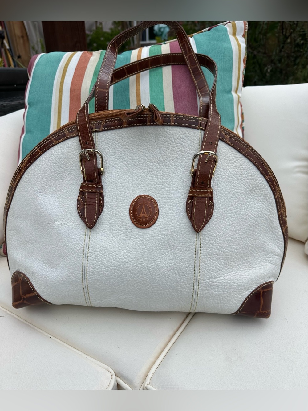 La Tour Eiffel 1887 Large white Leather Shoulder Bag